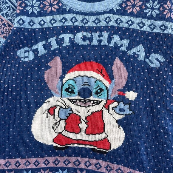 Disney Lilo & Stitch Holiday Ugly Stichmas Christmas Knit Sweater Women L Read* - Picture 8 of 16